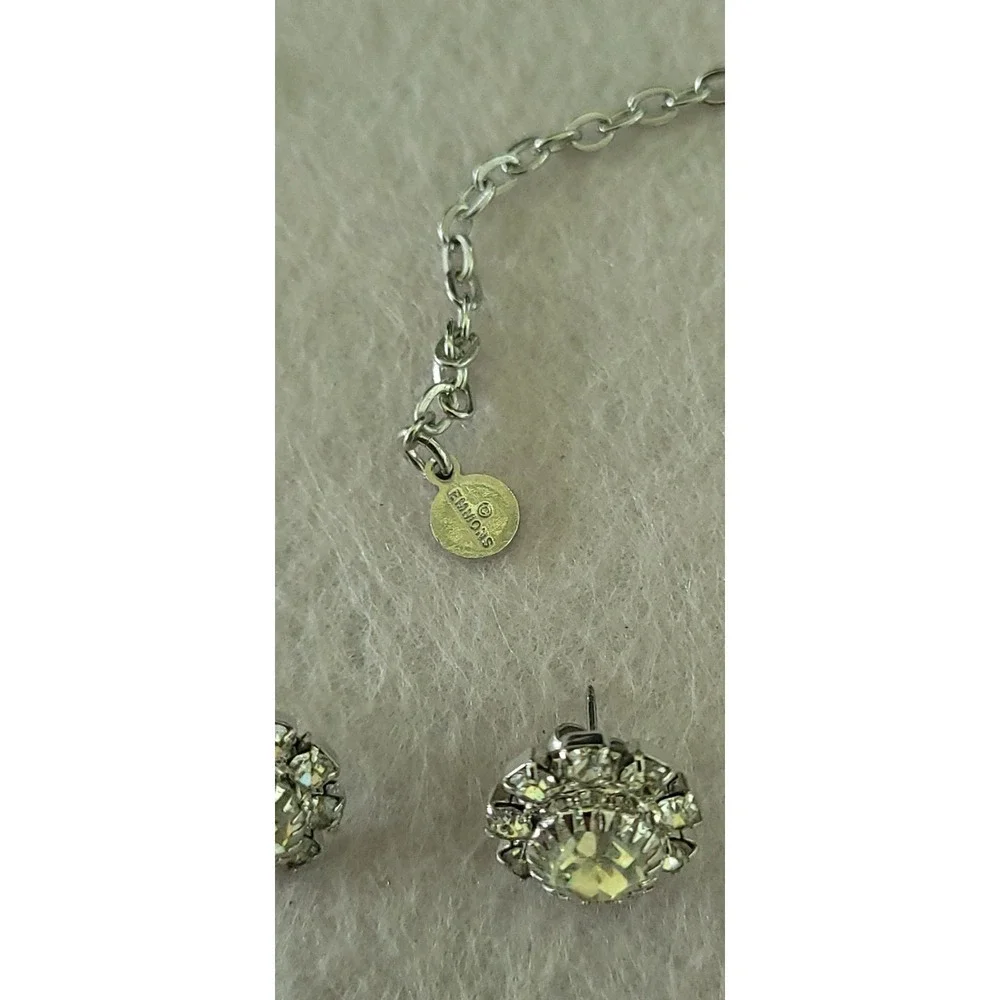 1974 Emmons Crystal Lights Miss America Rhinestone Necklace Earrings Set